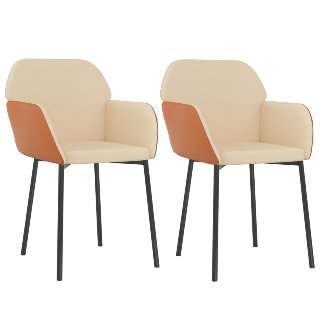 vidaXL Dining Chairs 2 Pcs Accent Upholstered Chair Fabric and Faux Leather-2