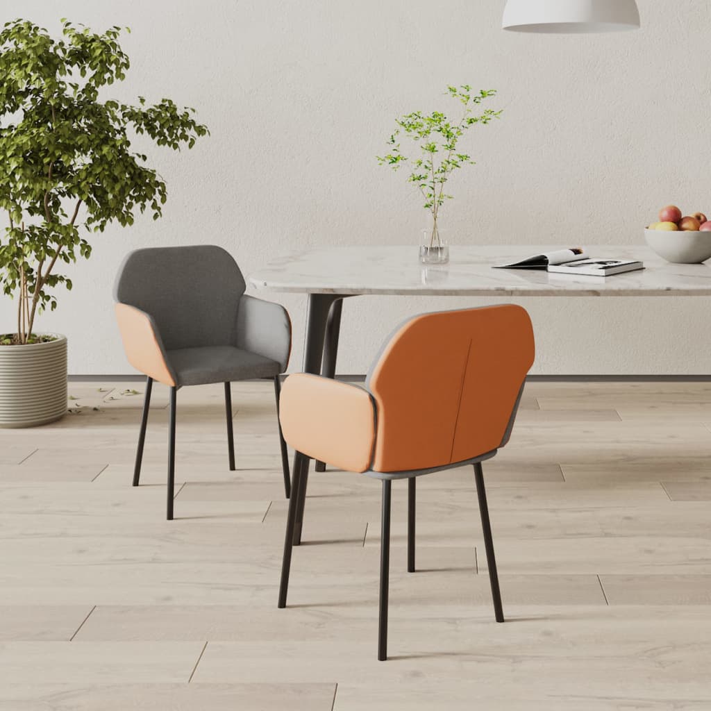 vidaXL Dining Chairs 2 Pcs Accent Upholstered Chair Fabric and Faux Leather-8