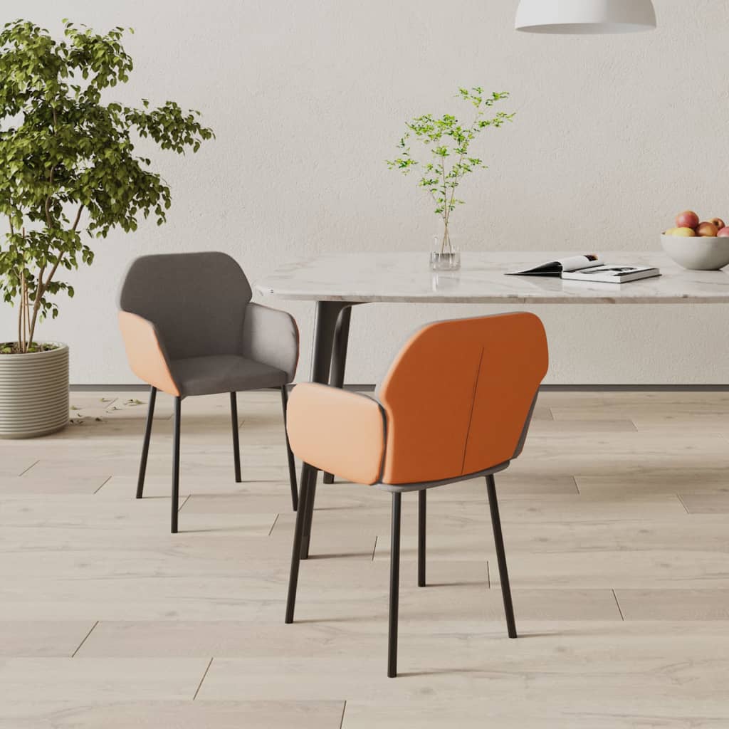 vidaXL Dining Chairs 2 Pcs Accent Upholstered Chair Fabric and Faux Leather-7