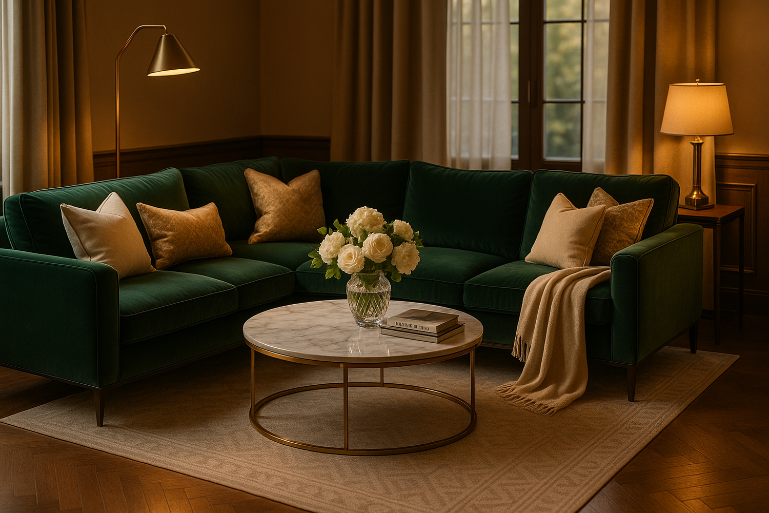 Lifestyle photo (e.g., cozy luxury seating or elegant dining space).