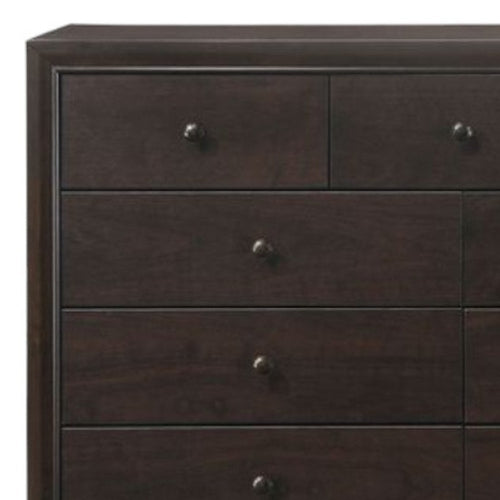 57" Espresso Solid and Manufactured Wood Nine Drawer Double Dresser