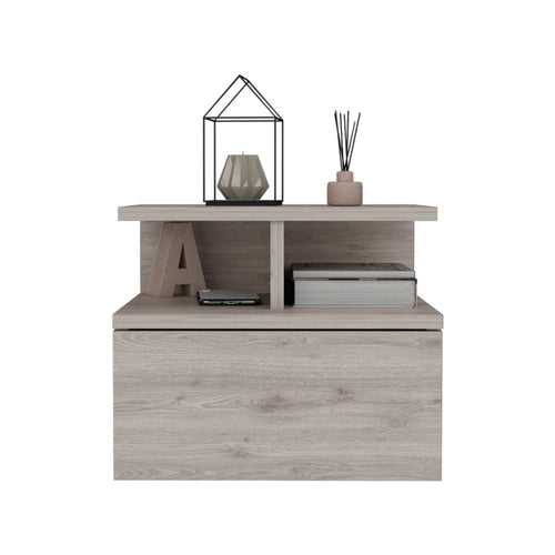 12" Light Gray Wood One Drawer Nightstand